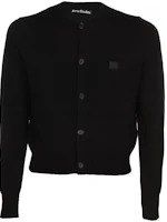(Women) Acne Studios FW21 Face Wool Cardigan Sweater Black A60280-900 (Women) Acne Studios FW21 Face Wool Cardigan Sweater Black A60280-900