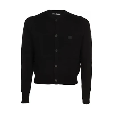 (Women) Acne Studios FW21 Face Wool Cardigan Sweater Black A60280-900