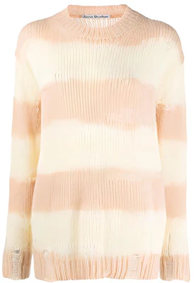 (Women) Acne Studios FW21 Oversized Distressed Striped Sweater Women Yellow. A60243-CMH101 Buy (Women) Acne Studios FW21 Oversized Distressed Striped Sweater Women Yellow. A60243-CMH101