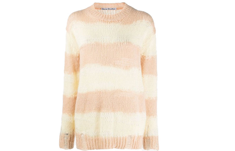 Order (Women) Acne Studios FW21 Oversized Distressed Striped Sweater Women Yellow. A60243-CMH101