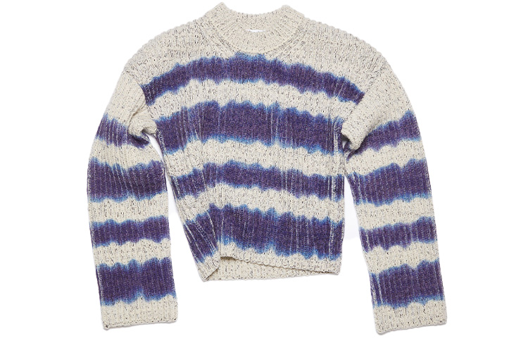 (Women) Acne Studios FW21 Striped Wool Pullover Sweater Purple A60289-AEM