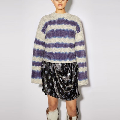 (W) Acne Studios 2021秋冬紫色條紋羊毛套頭毛衣 A60289-AEM Lookbook (W) Acne Studios 2021秋冬紫色條紋羊毛套頭毛衣 A60289-AEM