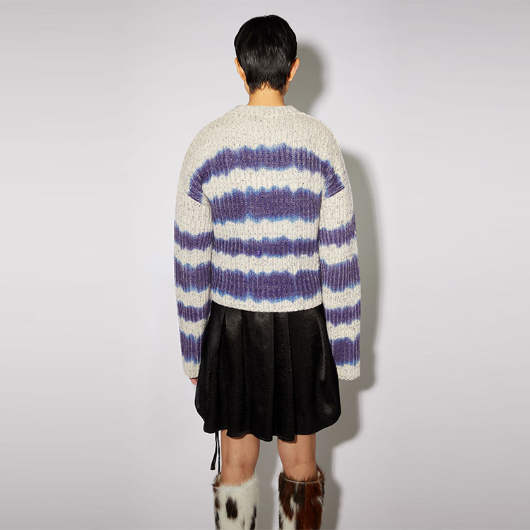 Shop (W) Acne Studios 2021秋冬紫色條紋羊毛套頭毛衣 A60289-AEM