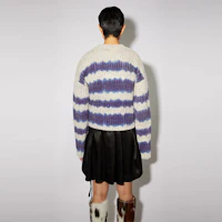 Shop (Women) Acne Studios FW21 Striped Wool Pullover Sweater Purple A60289-AEM