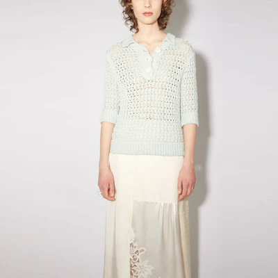 (W) 아크네 스튜디오 FW21 틸 컷아웃 니트 반팔 폴로 셔츠 A60306-CN2 Shop (W) 아크네 스튜디오 FW21 틸 컷아웃 니트 반팔 폴로 셔츠 A60306-CN2