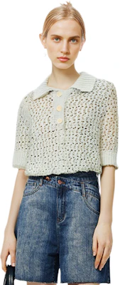 (W) 아크네 스튜디오 FW21 틸 컷아웃 니트 반팔 폴로 셔츠 A60306-CN2 Details for (W) 아크네 스튜디오 FW21 틸 컷아웃 니트 반팔 폴로 셔츠 A60306-CN2