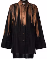 (Women) Acne Studios FW21 Two-Tone Pleated Long-Sleeve Shirt Colorblock Design AC0397-900 (Women) Acne Studios FW21 Two-Tone Pleated Long-Sleeve Shirt Colorblock Design AC0397-900