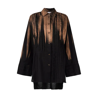 (Women) Acne Studios FW21 Two-Tone Pleated Long-Sleeve Shirt Colorblock Design AC0397-900