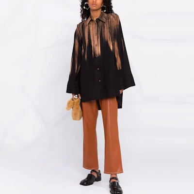 (W) Camisa de Manga Larga Bicolor Pleated Acne Studios FW21 Diseño Colorblock. AC0397-900 Shop (W) Camisa de Manga Larga Bicolor Pleated Acne Studios FW21 Diseño Colorblock. AC0397-900
