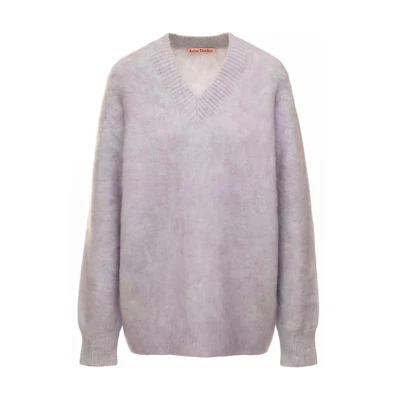(Women) Acne Studios FW22 Green Mixed Knit V-Neck Pullover Sweater. A60386-CXM
