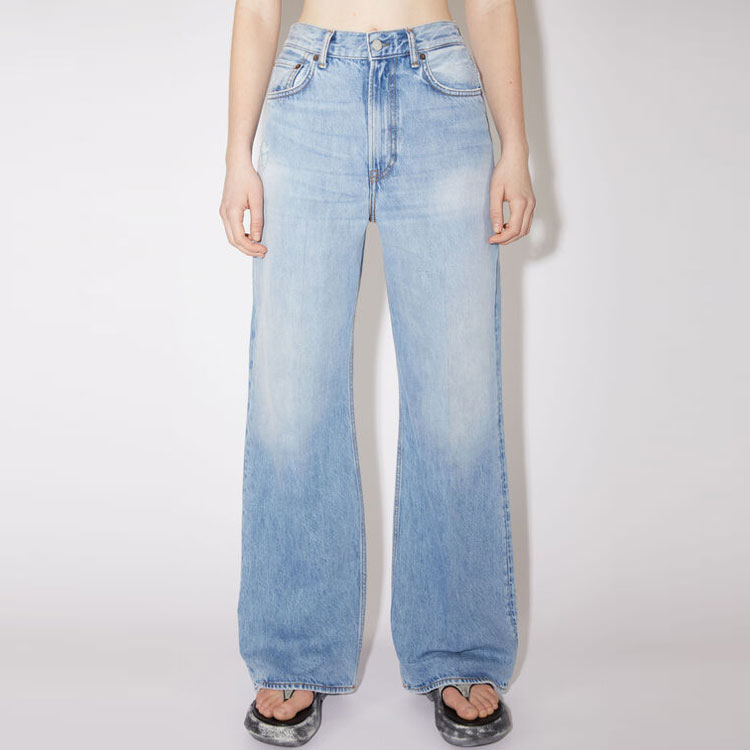 (Women) Acne Studios FW22  High-Waisted Wide-Leg Loose Fit Jeans Light Blue Denim. A00385-228 圖 3
