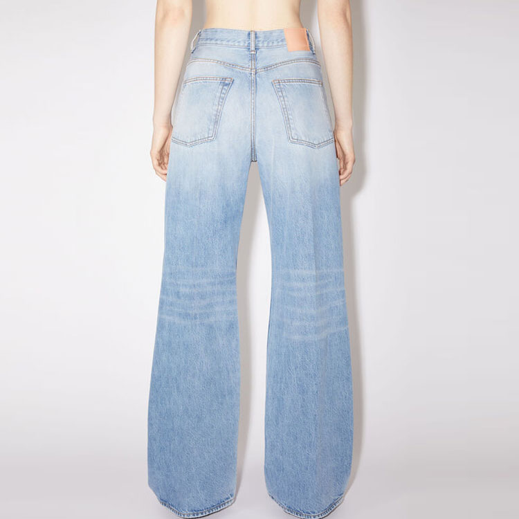 (Women) Acne Studios FW22  High-Waisted Wide-Leg Loose Fit Jeans Light Blue Denim. A00385-228 圖 4