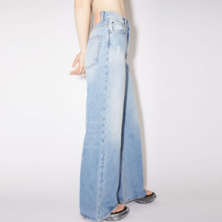 (Women) Acne Studios FW22  High-Waisted Wide-Leg Loose Fit Jeans Light Blue Denim. A00385-228 圖 5