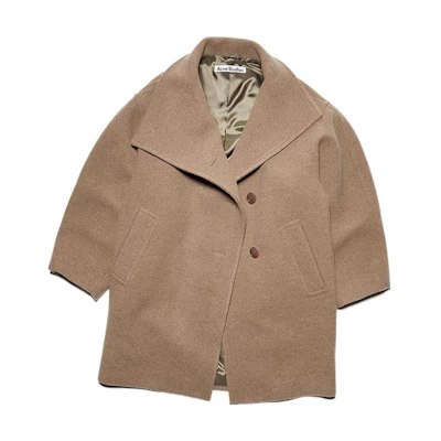 (Women) Acne Studios FW22 Oversized Long Sleeve Coat Brown Single-Breasted. A90464-ADV