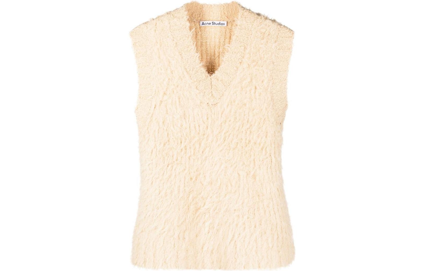 (Women) Acne Studios FW22  Solid V-Neck Sleeveless Pullover Vest Camel Brown. A60430-ALJ