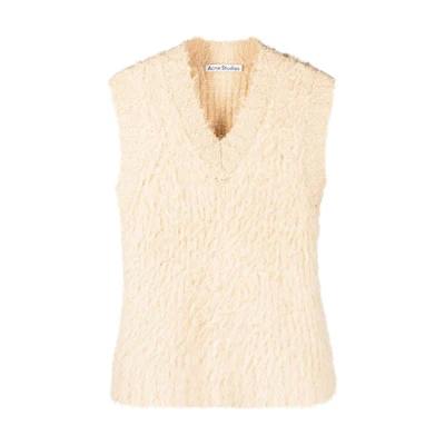 (Women) Acne Studios FW22 Solid V-Neck Sleeveless Pullover Vest Camel Brown. A60430-ALJ