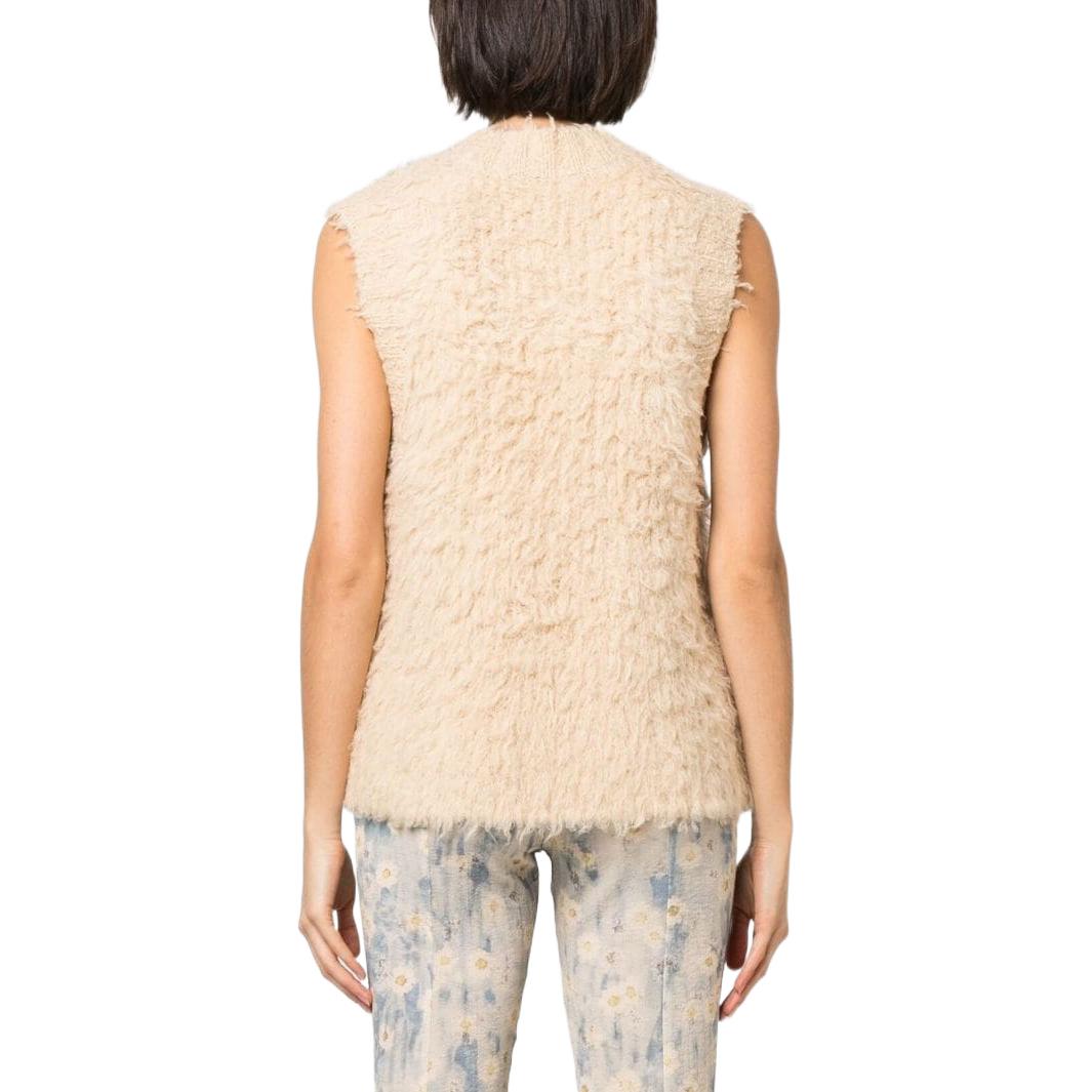 Shop (W) Acne Studios FW22 Rompi Tanpa Lengan V-Neck Camel Brown. A60430-ALJ