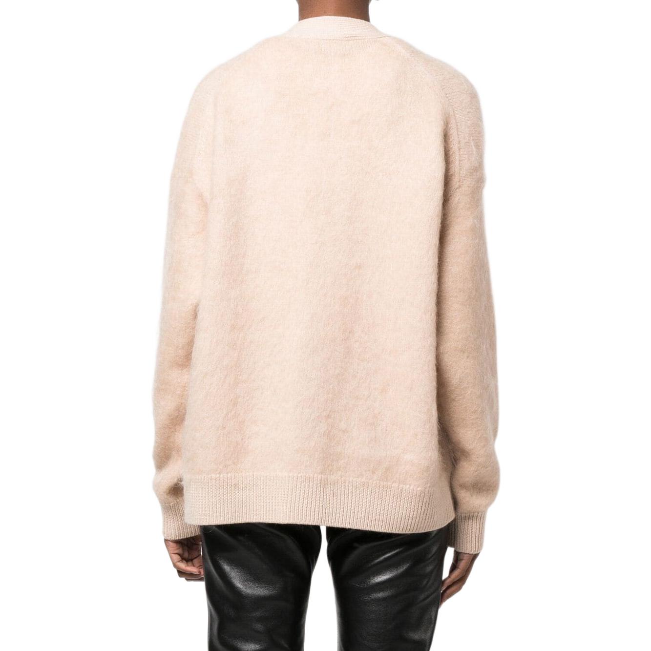 Shop (W) Acne Studios FW22 Kardigan Rajut V-Leher Bulu - Beige Hangat. A60385-AE2