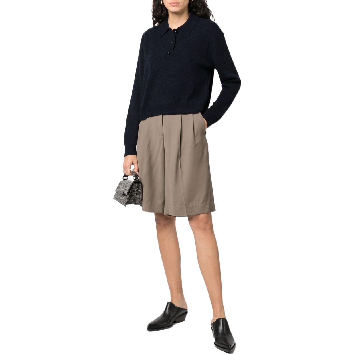 Lookbook (Women) Acne Studios FW22  Solid Wool Polo Cardigan Sweater Deep Blue. A60334-833