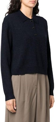 (Women) Acne Studios FW22 Solid Wool Polo Cardigan Sweater Deep Blue. A60334-833 Purchase (Women) Acne Studios FW22 Solid Wool Polo Cardigan Sweater Deep Blue. A60334-833