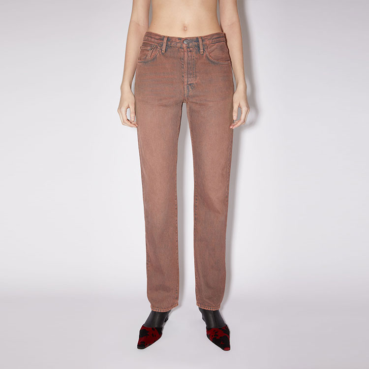 Lookbook (W) アクネ ストゥディオズ FW22 ストレートレッグ ボタン ジーンズ ダークレッド A00366-AF8
