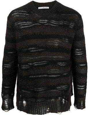 (W) 아크네 스튜디오 FW22 스트라이프 컷아웃 니트 스웨터 차콜 그레이. A60399-DF5 Order (W) 아크네 스튜디오 FW22 스트라이프 컷아웃 니트 스웨터 차콜 그레이. A60399-DF5