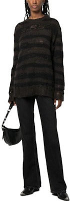 (W) 아크네 스튜디오 FW22 스트라이프 컷아웃 니트 스웨터 차콜 그레이. A60399-DF5 Lookbook (W) 아크네 스튜디오 FW22 스트라이프 컷아웃 니트 스웨터 차콜 그레이. A60399-DF5