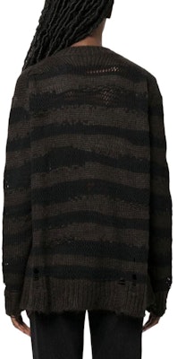 (W) 아크네 스튜디오 FW22 스트라이프 컷아웃 니트 스웨터 차콜 그레이. A60399-DF5 Shop (W) 아크네 스튜디오 FW22 스트라이프 컷아웃 니트 스웨터 차콜 그레이. A60399-DF5