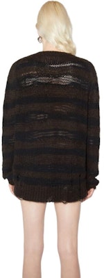 (W) 아크네 스튜디오 FW22 스트라이프 컷아웃 니트 스웨터 차콜 그레이. A60399-DF5 Sizing (W) 아크네 스튜디오 FW22 스트라이프 컷아웃 니트 스웨터 차콜 그레이. A60399-DF5