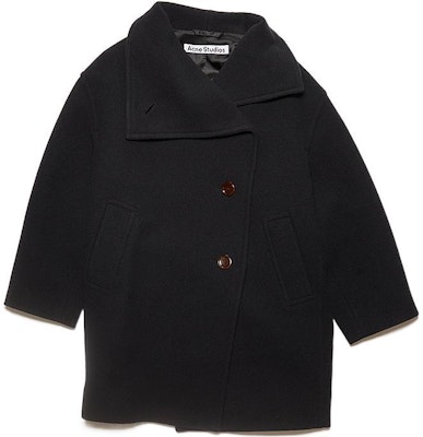 (Women) Acne Studios FW22 Black Wool Long Sleeve Coat Solid Color A90464-900 Buy (Women) Acne Studios FW22 Black Wool Long Sleeve Coat Solid Color A90464-900