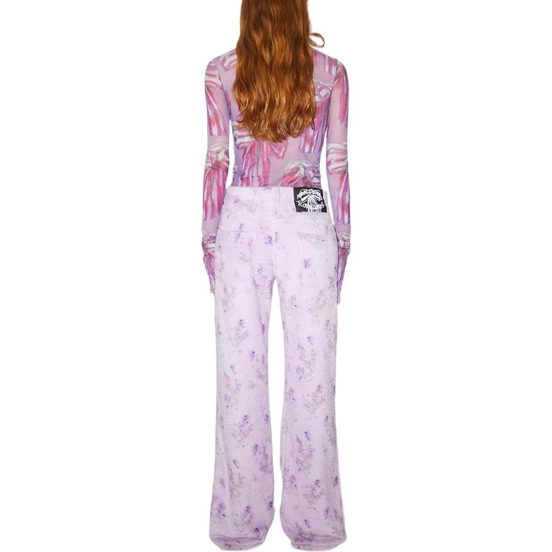 Shop (Women) Acne Studios FW22 Floral Print Wide-Leg Pants Orchid Purple AK0617-CJP