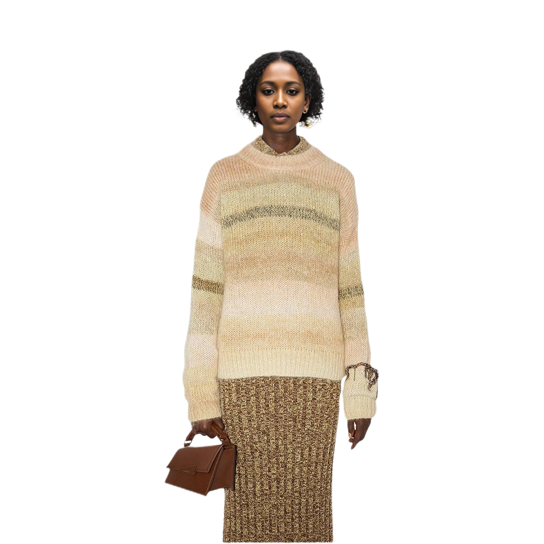 Lookbook (W) Acne Studios FW22 Suéter de Punto a Rayas Degradadas Beige. A60372-CFE