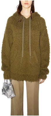 (Women) Acne Studios FW22 Green Wool Knitted Hoodie Sweater A60380-AB6 Buy (Women) Acne Studios FW22 Green Wool Knitted Hoodie Sweater A60380-AB6