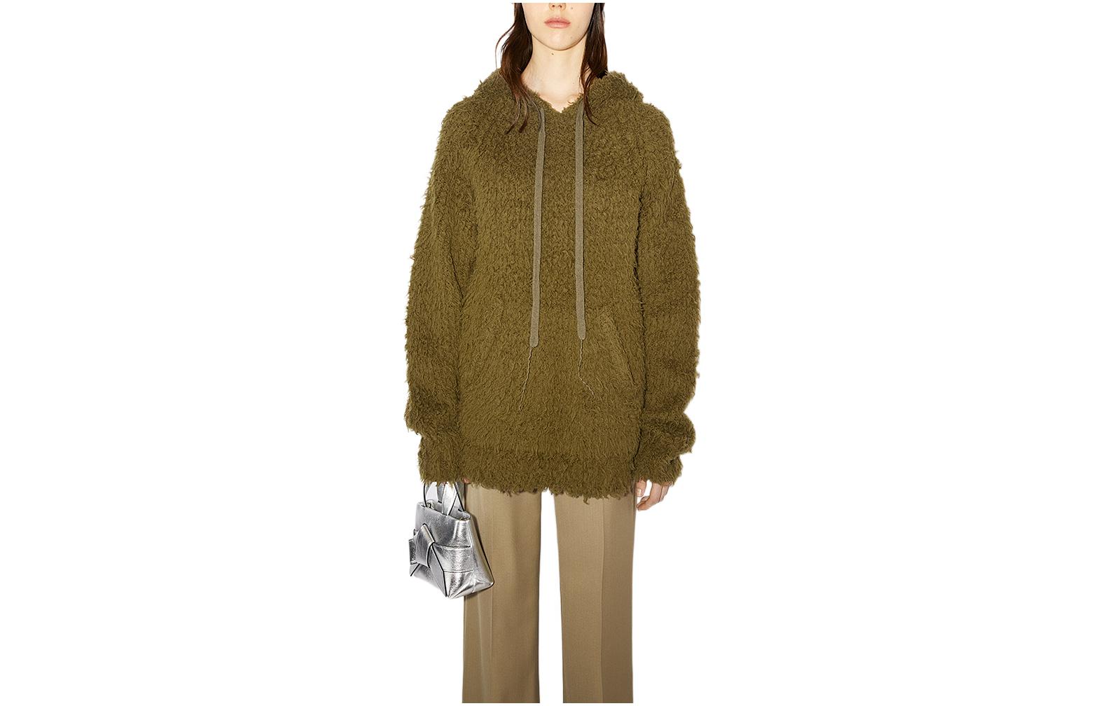 Order (Women) Acne Studios FW22 Green Wool Knitted Hoodie Sweater A60380-AB6