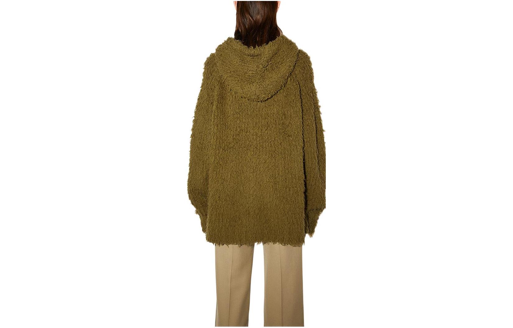 Lookbook (Women) Acne Studios FW22 Green Wool Knitted Hoodie Sweater A60380-AB6