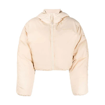 (Women) Acne Studios FW22 Logo Print Short Puffer Jacket Sand Beige A90497-AE0