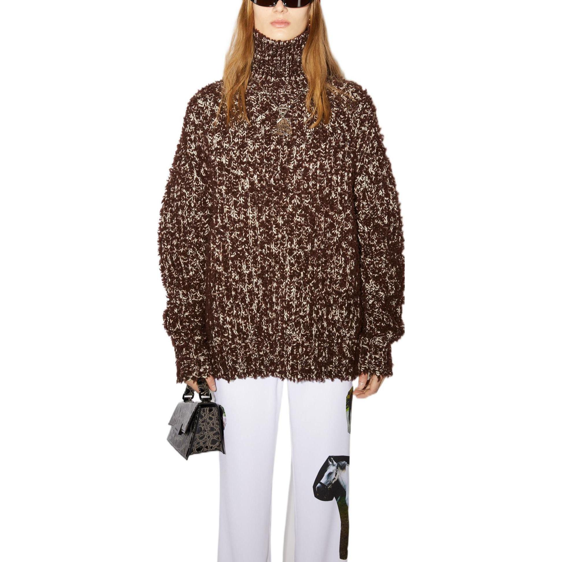 Lookbook (Women) Acne Studios FW22 Oversized Turtleneck Sweater Chocolate Brown A60381-ADN