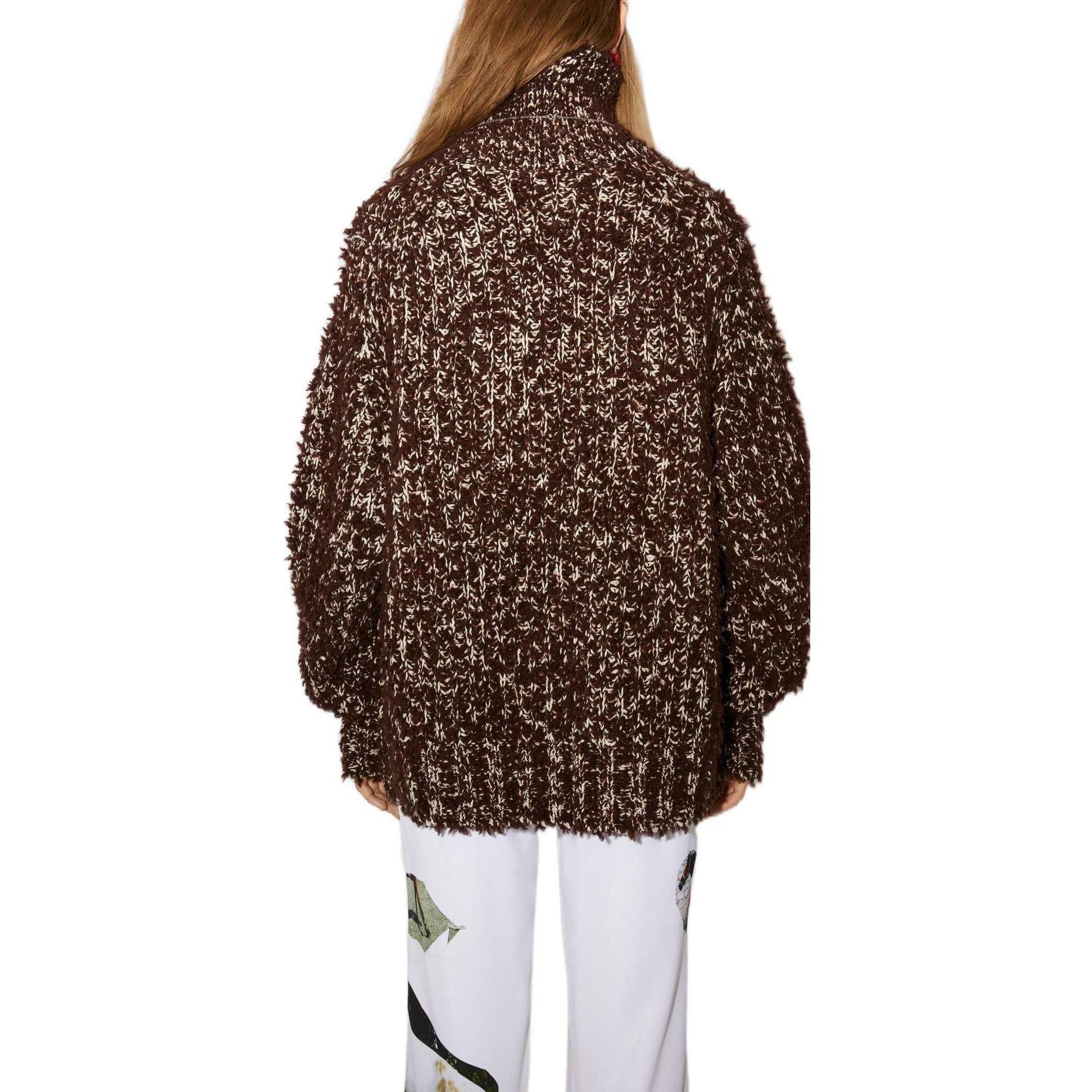 Shop (Women) Acne Studios FW22 Oversized Turtleneck Sweater Chocolate Brown A60381-ADN