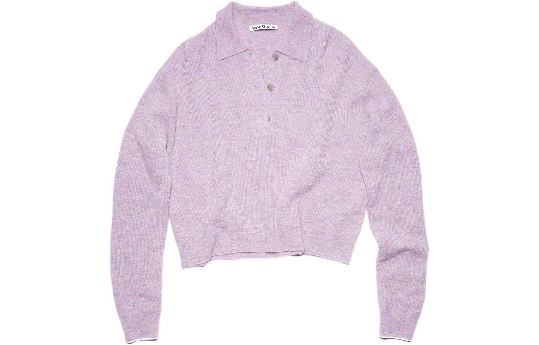 (Women) Acne Studios FW22 Purple Pink Wool Cashmere Polo Knit Sweater FN-WN-KNIT000457