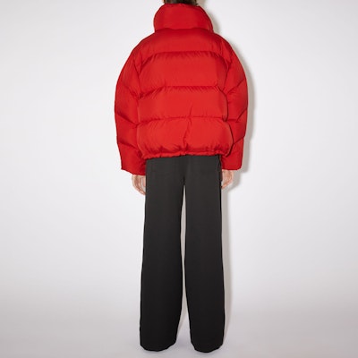 (Women) Acne Studios FW22 Red Down Puffer Jacket with Zipper and Hood A90456-AQJ Purchase (Women) Acne Studios FW22 Red Down Puffer Jacket with Zipper and Hood A90456-AQJ