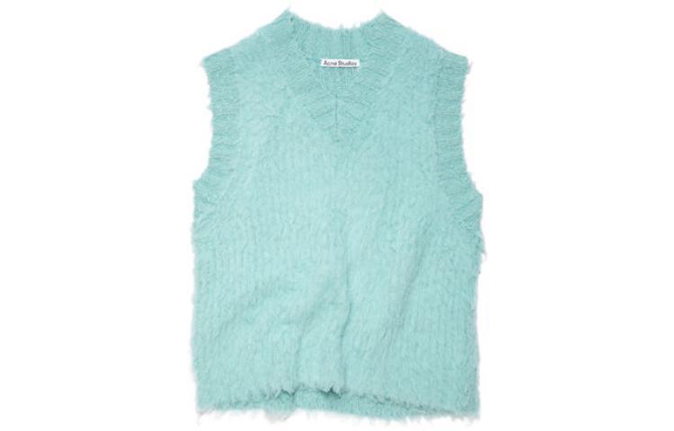Order (W) Acne Studios FW22 Chaleco Casual de Punto Cuello en V Mujer Azul Claro. FN-WN-KNIT000560