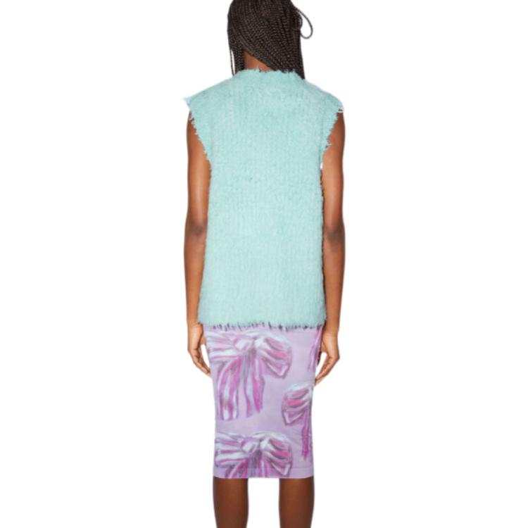 Shop (W) Acne Studios FW22 Chaleco Casual de Punto Cuello en V Mujer Azul Claro. FN-WN-KNIT000560