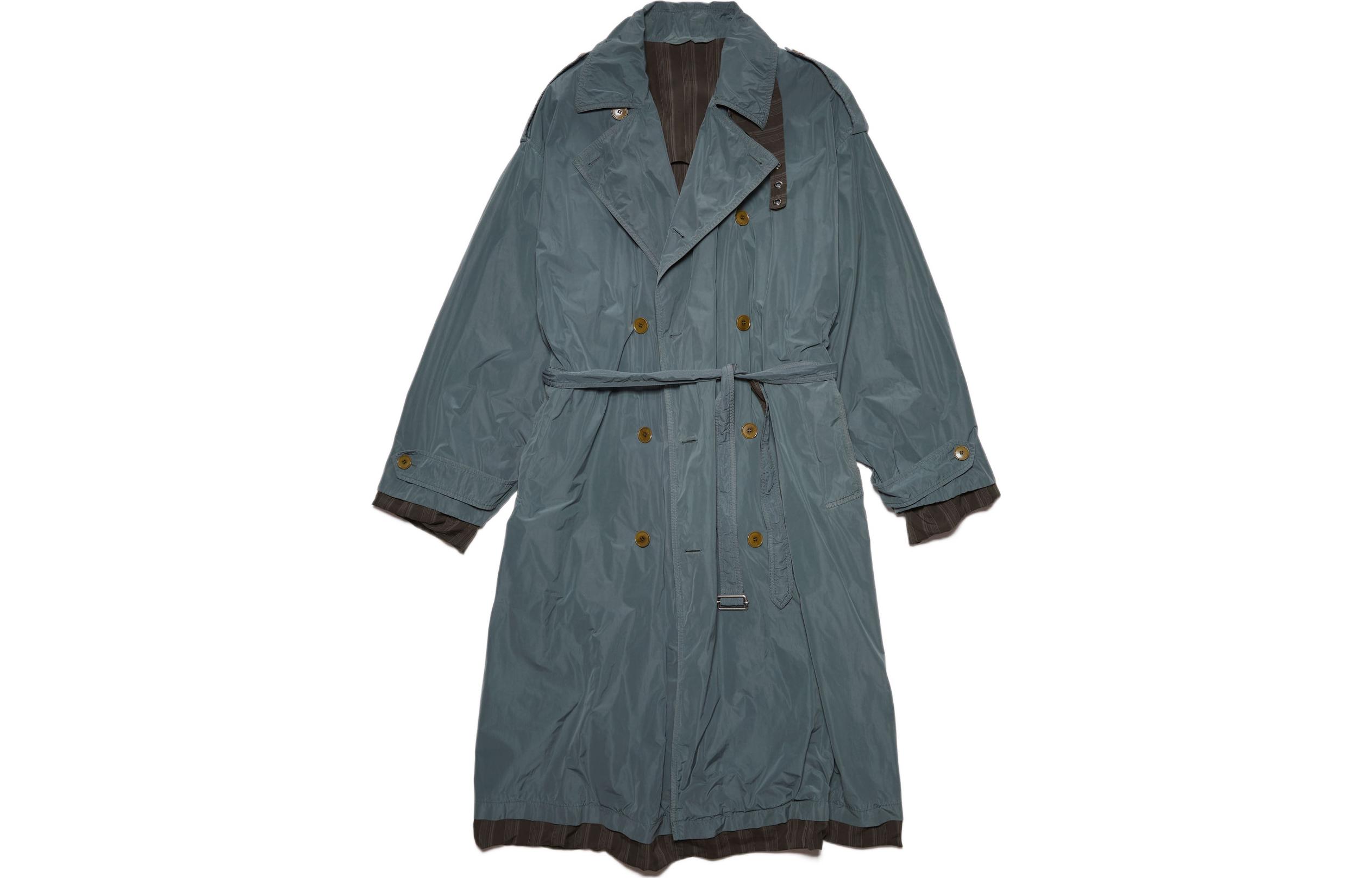 (Women) Acne Studios FW22 Washed Double-Breasted Belted Trench Coat Grey Women. B90651-902