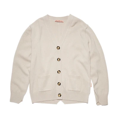 (Women) Acne Studios FW22 Women’s V-Neck Wool Cardigan Knit Sweater in Cream A60376-AE5