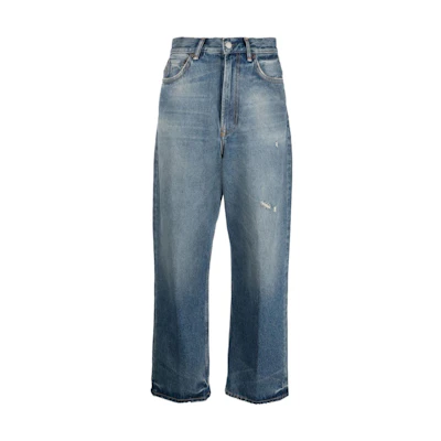 (Women) Acne Studios FW23 1993 Vintage Wash Straight-Leg Cropped Jeans Indigo. A00394-863