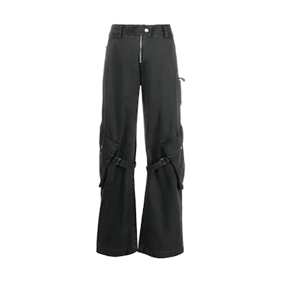 (Women) Acne Studios FW23 Black Denim Flared Straight-Leg Jeans. AK0730-969