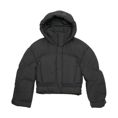 (Women) Acne Studios FW23 Black Short Puffer Jacket with Embroidered Logo. A90550-900