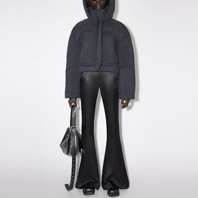 (Women) Acne Studios FW23 Black Short Puffer Jacket with Embroidered Logo. A90550-900 Lookbook (Women) Acne Studios FW23 Black Short Puffer Jacket with Embroidered Logo. A90550-900