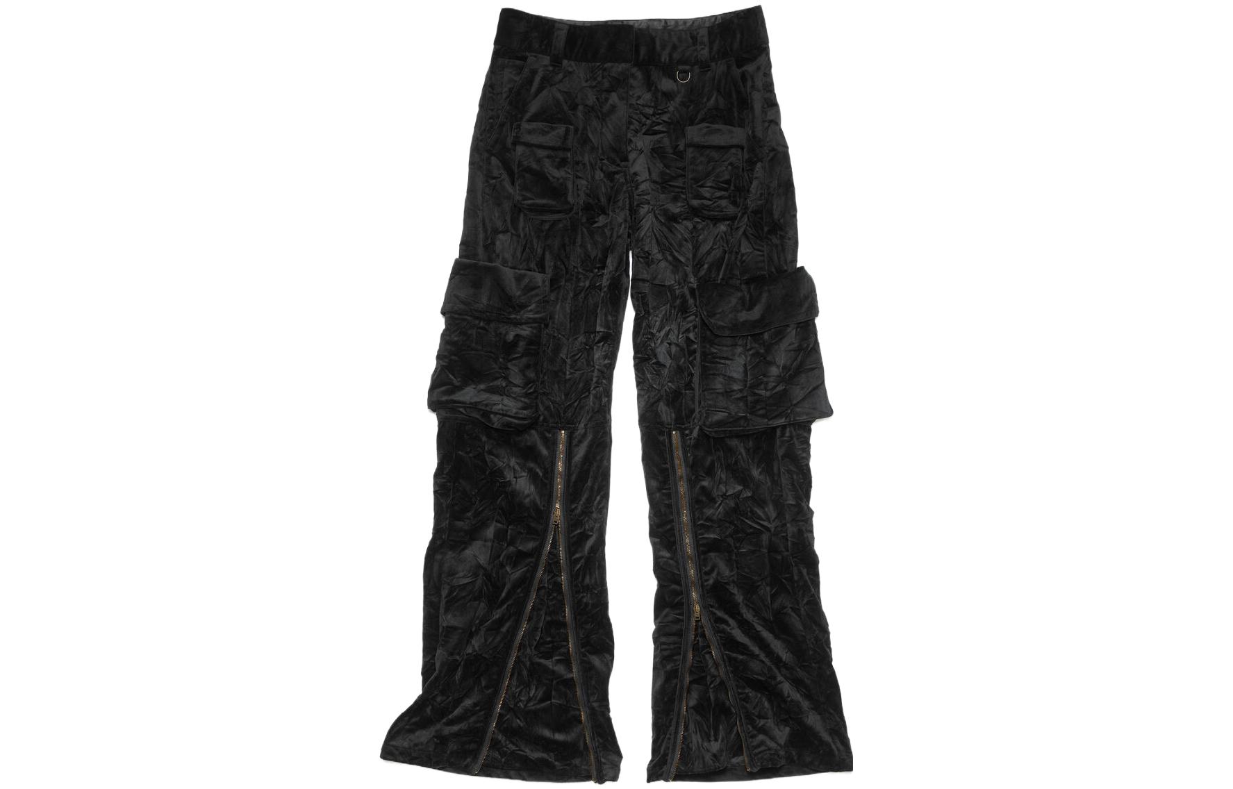 Order (W) Pantalones Cargo con Cremallera Arrugada Negros Acne Studios FW23. AK0719-900