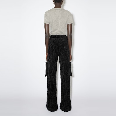 (Women) Acne Studios FW23 Black Wrinkled Zipper Cargo Pants AK0719-900 Shop (Women) Acne Studios FW23 Black Wrinkled Zipper Cargo Pants AK0719-900